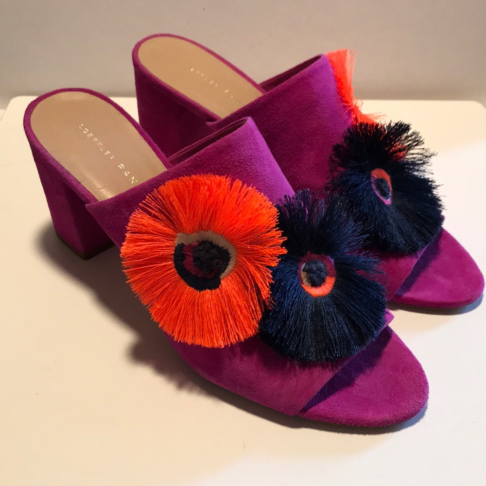Loeffler Randall hot pink suede slides size 8.5